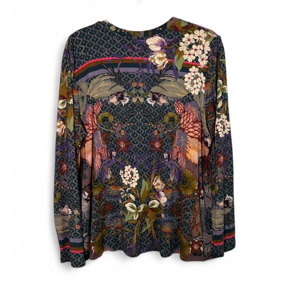 Johnny Was Aran Favorite Long Sleeve V-Neck Boho Floral Blouse New with Tags - Picture 8 of 8